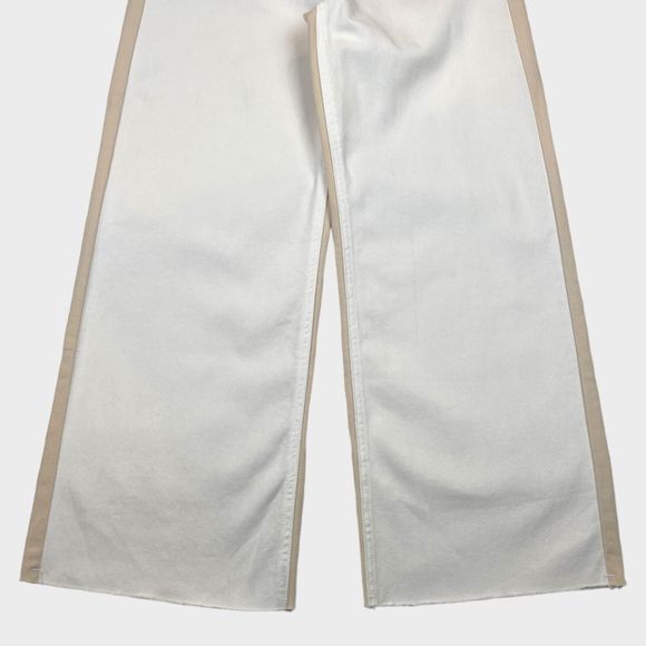 NWT AQUA Color Block Wide Leg Jeans in White/Tan Women's Size 24 - Picture 5 of 11